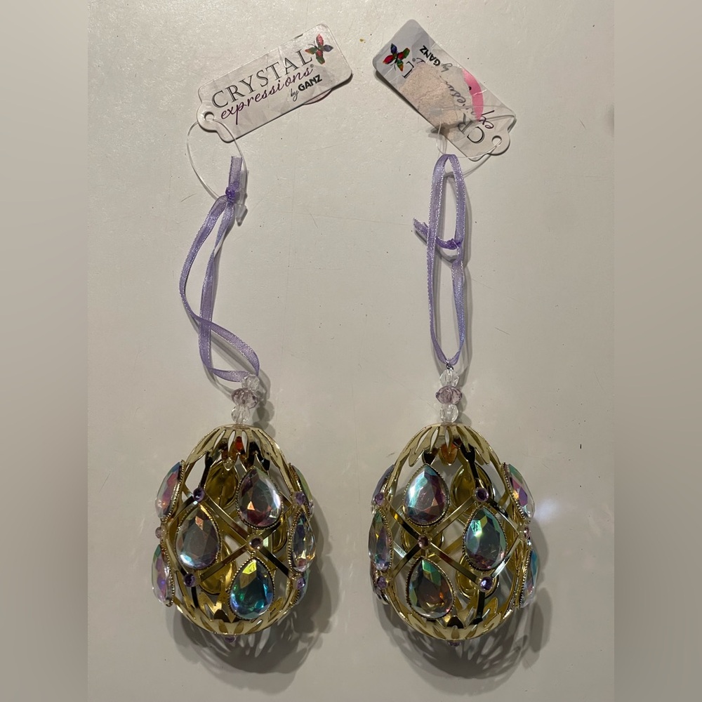 BNWT Crystal Expressions by Ganz Jeweled Easter Egg Ornaments - Set of 2
